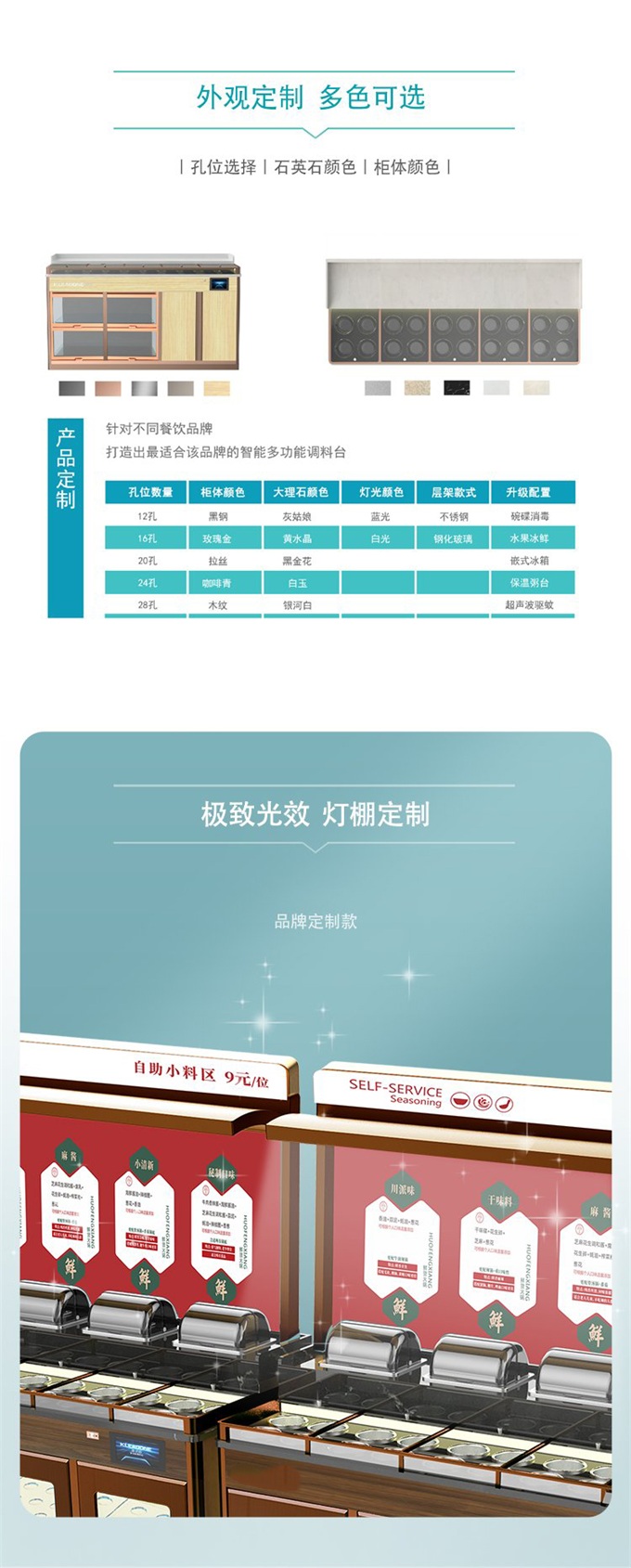 火鍋店保溫粥臺(tái)水果冰鮮醬料臺(tái)